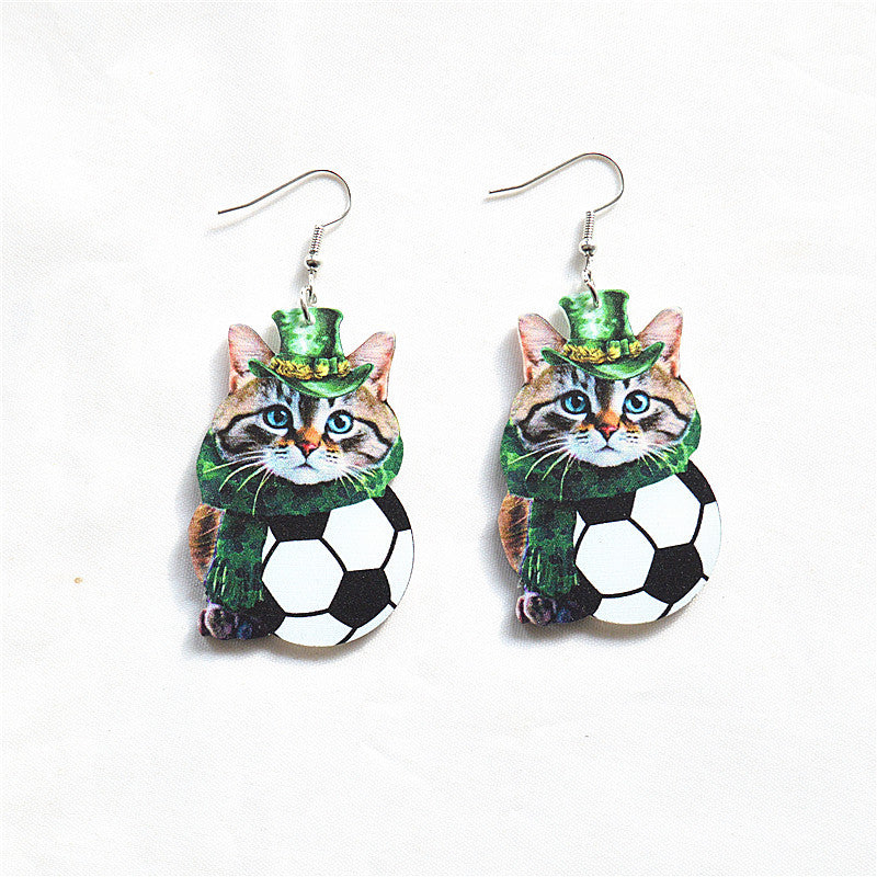 Wholesale St. Patrick's Day Gnome Lucky Shamrock Green Gnome Earrings